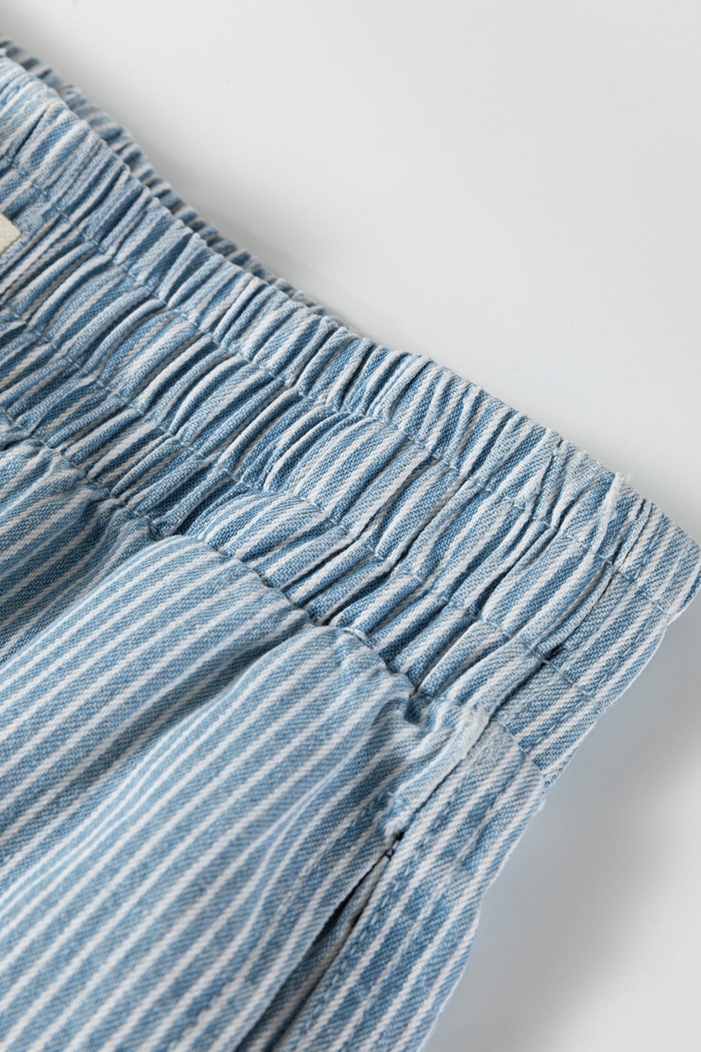 Sky Blue Stripe Drawstring Elastic Waist Casual Denim Shorts - Loving It Shop