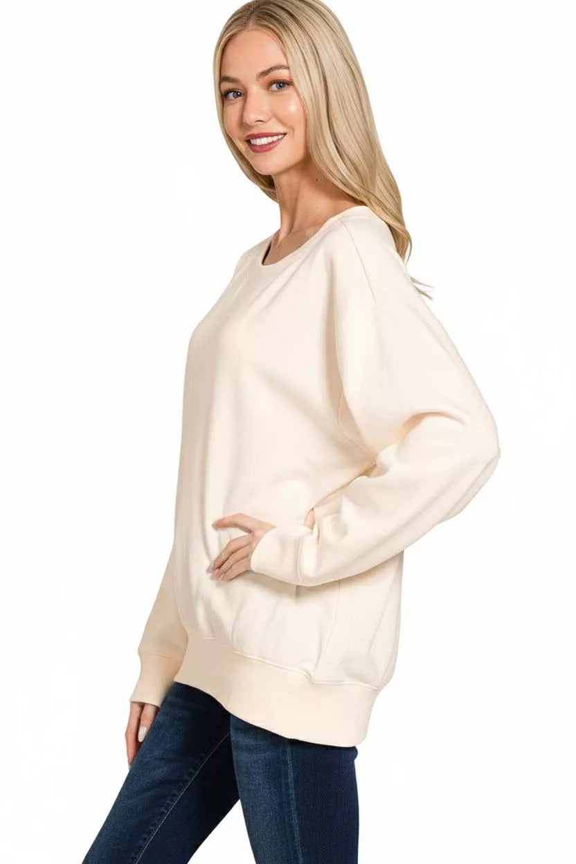 Fleece Boat Neck Sweatshirt