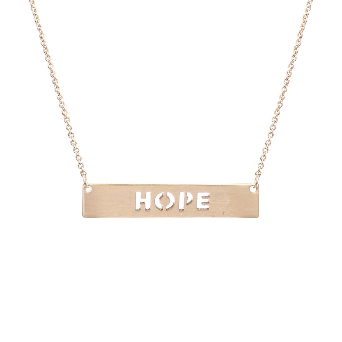 Statement Necklace Gold Cutout HOPE Plate Stylish Chic Jewelry