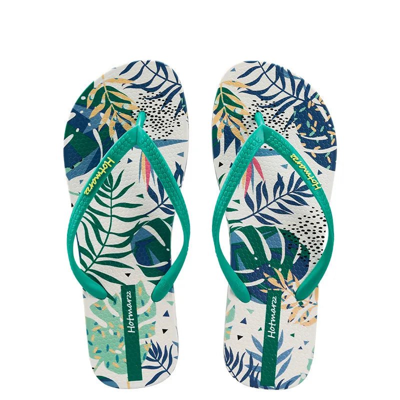 Tropical Leaf Print Summer Slippers - Loving It Shop