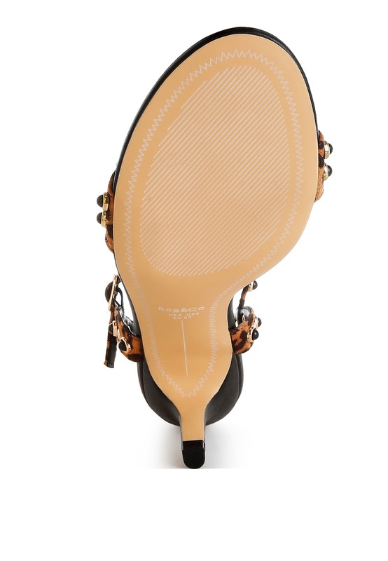 Laro Studs & Pearls Detail Leopard Sandals