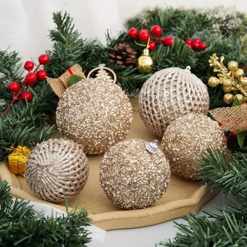 12-Piece Set: Large Sparkling Glittering Sequins Foam Ball Ornaments
