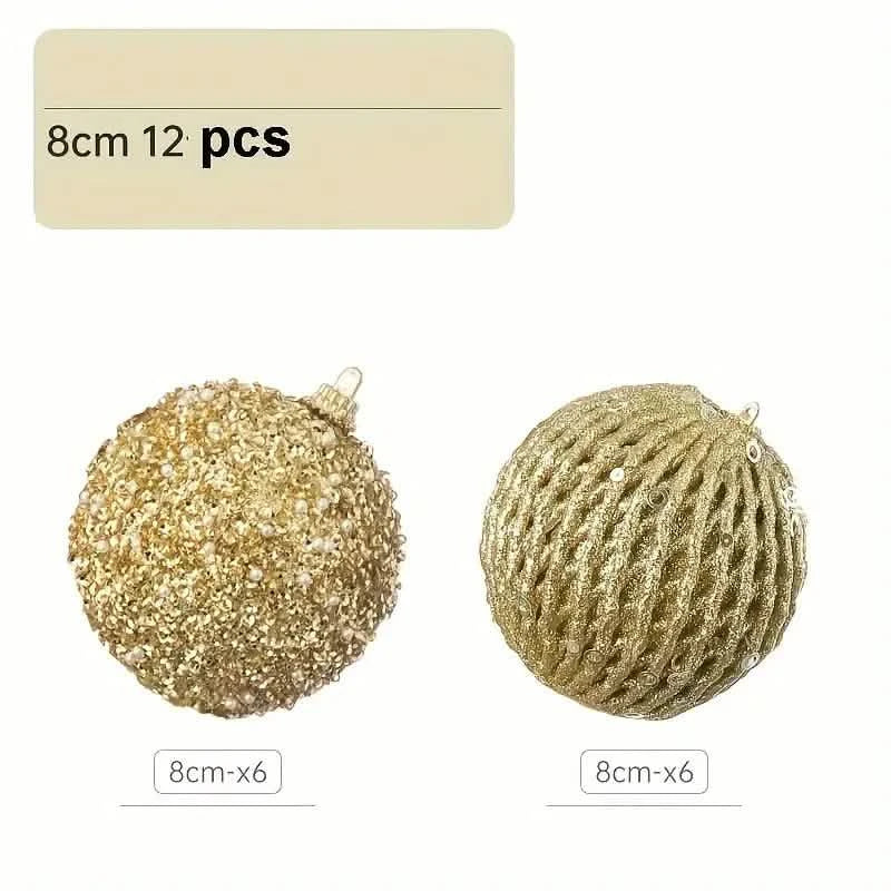 12-Piece Set: Large Sparkling Glittering Sequins Foam Ball Ornaments