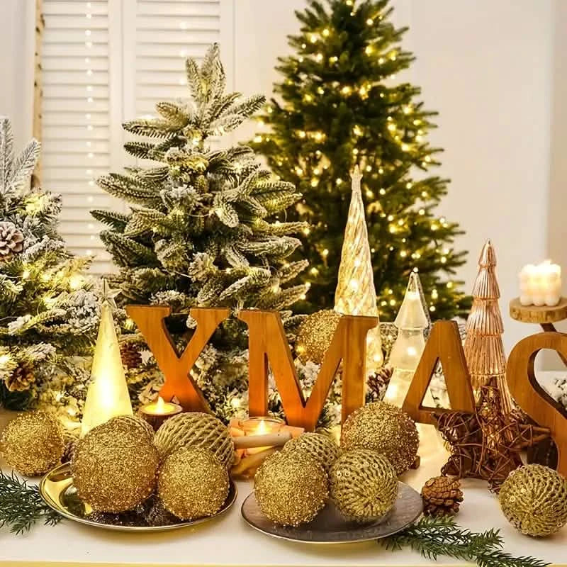 12-Piece Set: Large Sparkling Glittering Sequins Foam Ball Ornaments