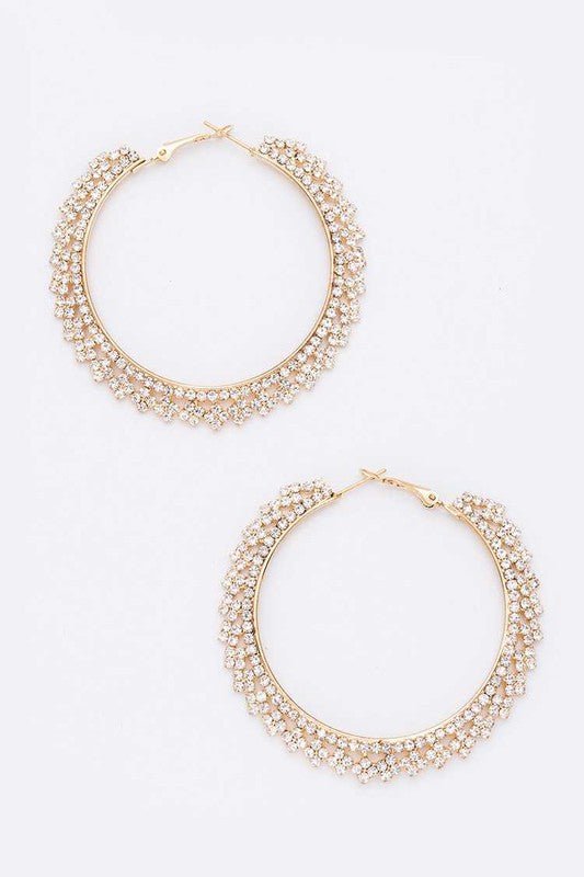 Rhinestone 60MM Iconic Hoop Earrings - Loving It Shop