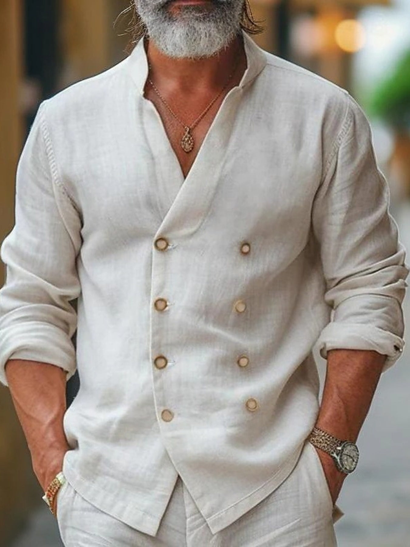 Men's Full Size Casual Double-Breasted Shirt Plus Size