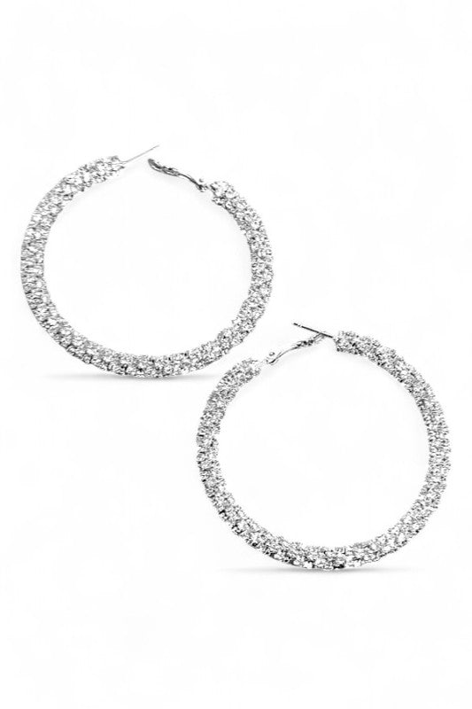 Rhinestone Hoop Earrings 60MM Statement Stylish Jewelry