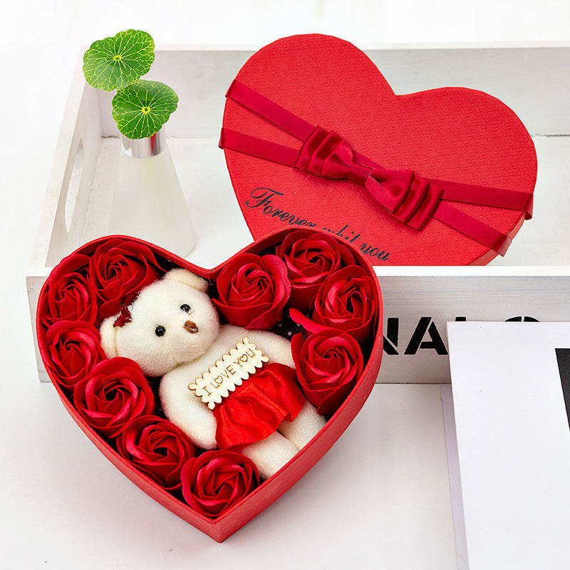 10 Soap Flower Rose Gift Box Bear Christmas Girlfriend Birthday Wedding Gift for Valentine&