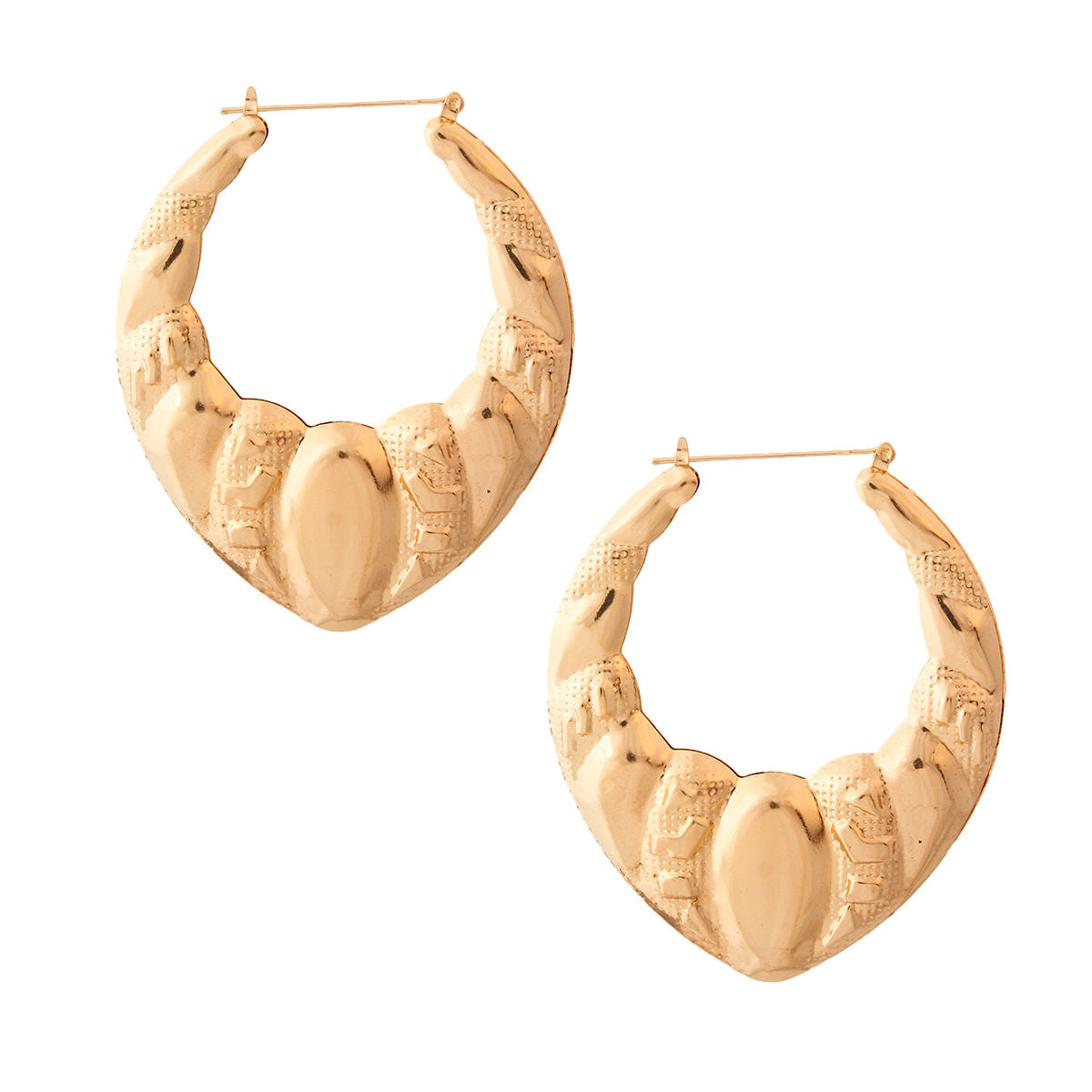 Hoop Earrings Textured Gold Teardrop Stylish Statement Jewelry
