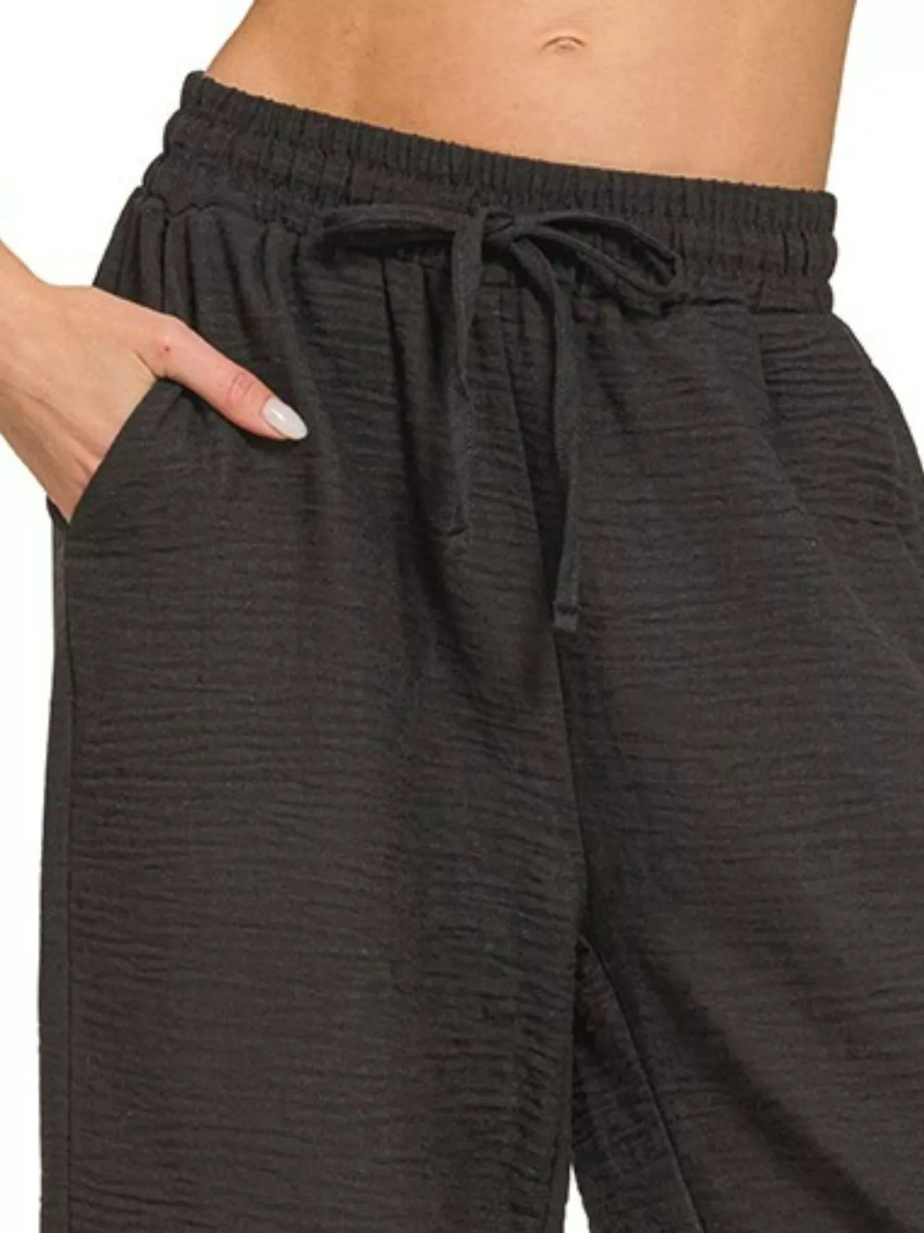 Woven Crepe Elastic Band Pants