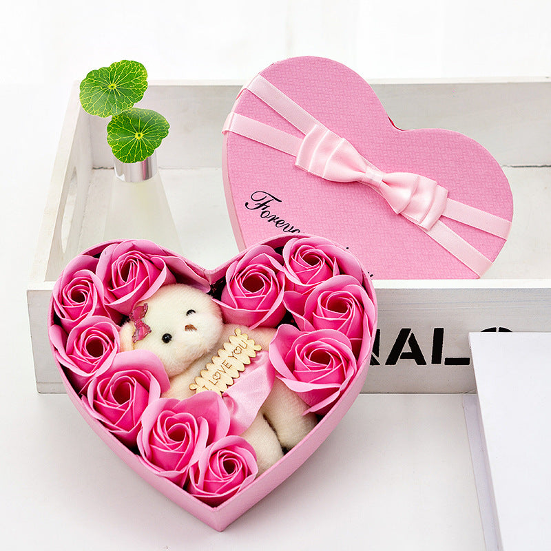 10 Soap Flower Rose Gift Box Bear Christmas Girlfriend Birthday Wedding Gift for Valentine&