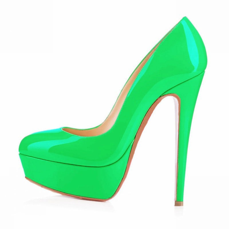 European And American Large Size High Heels Baotou Round Toe Women&