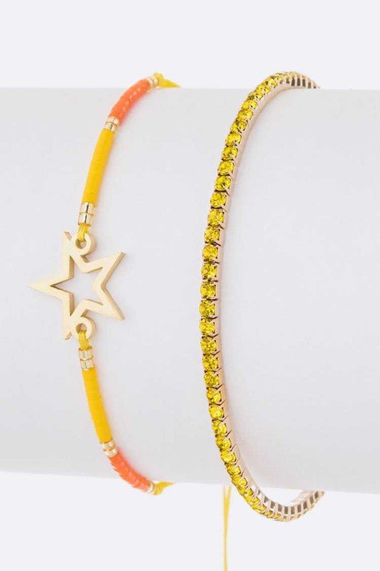 Star Charm String Rhinestone Bracelet Set - Loving It Shop