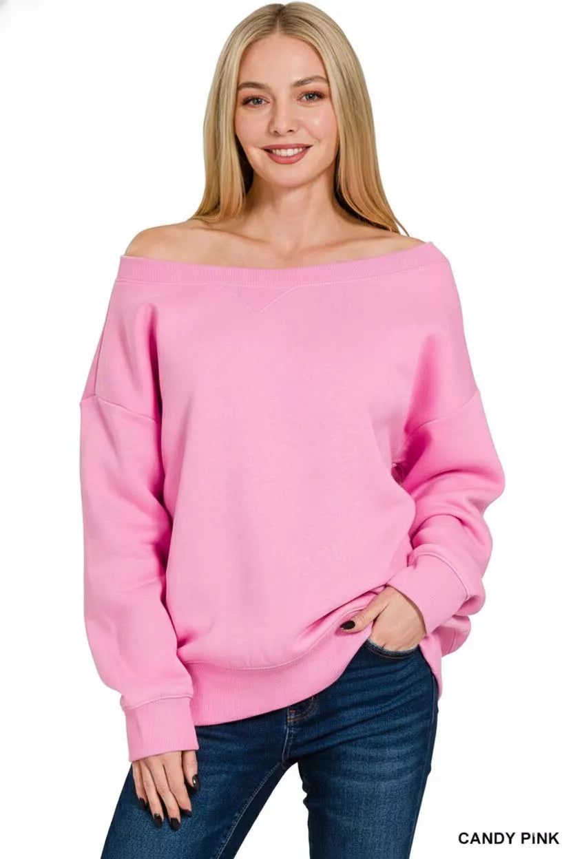 Fleece Boat Neck Sweatshirt