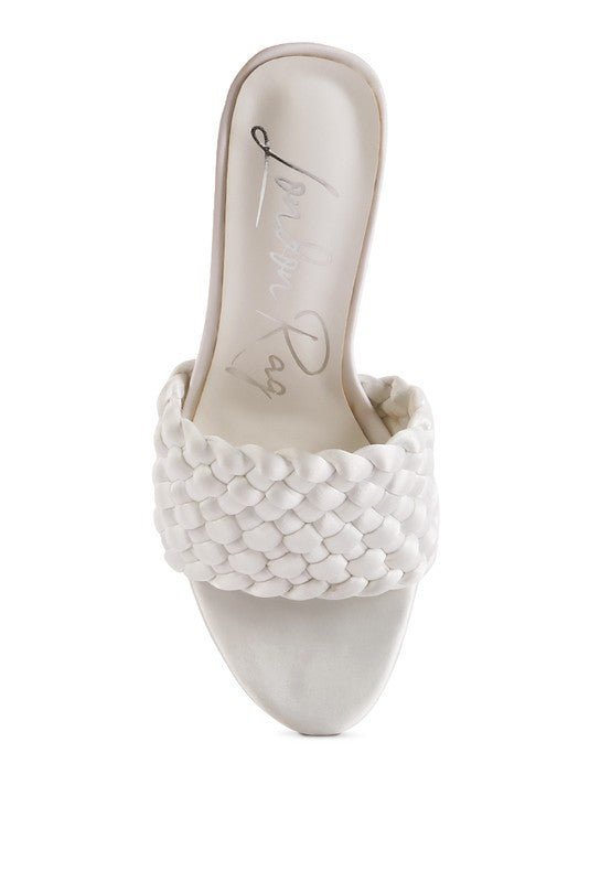 LUST LOOK BRAIDED SATIN BLOCK SANDALS - Loving It Shop