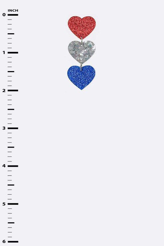 Patriot Color Glitter Star Drop Earrings - Loving It Shop