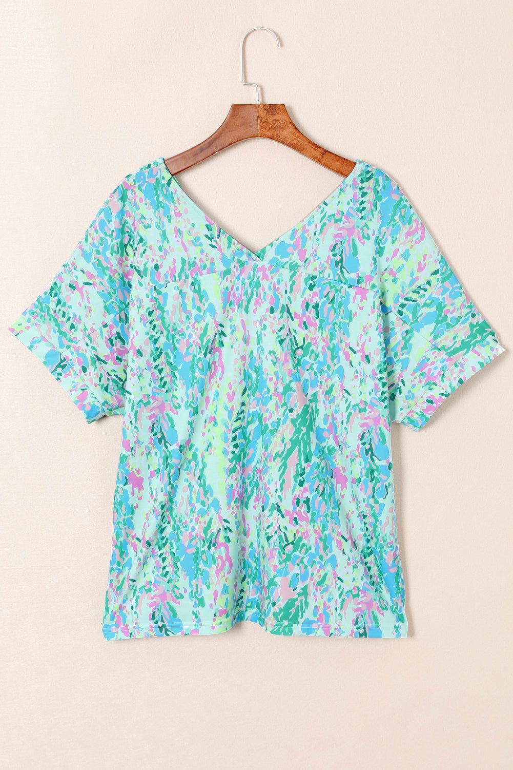 Green Loose Painted Floral Tee - Loving It Shop