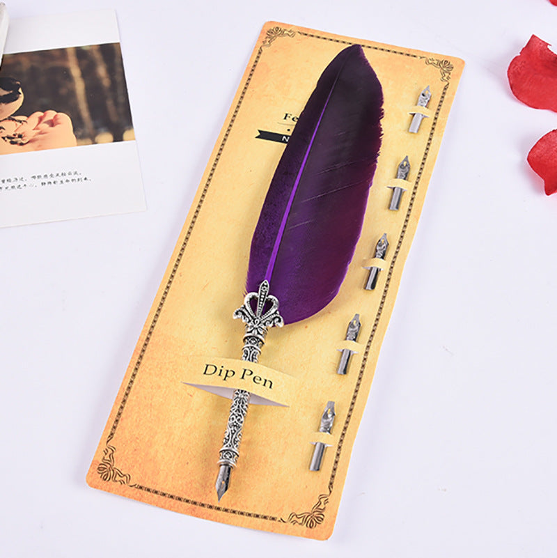Creative Retro Turkey Feather Pen Teacher&