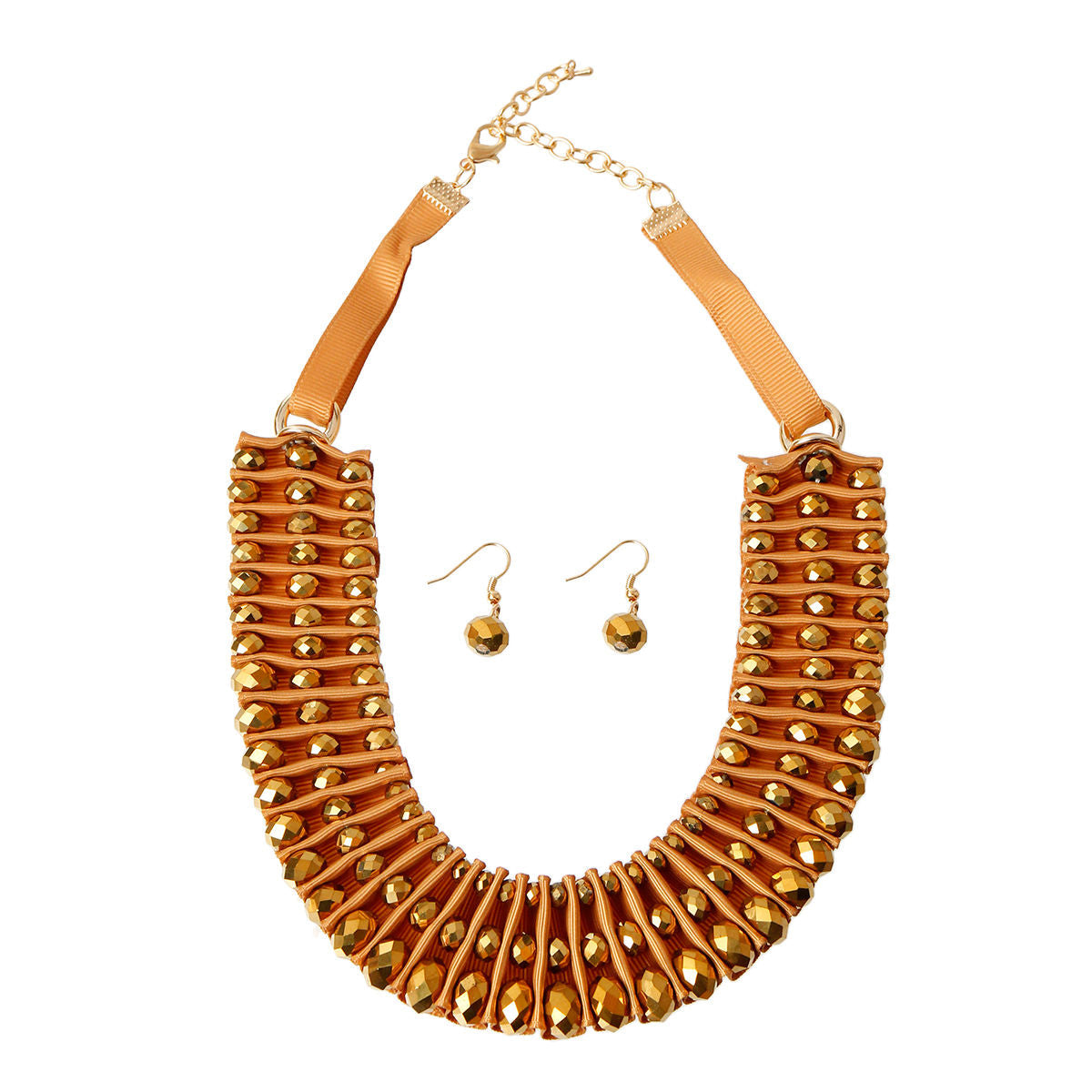 Ruffled Collar Set Gold Metallic Statement Fashion Accessory