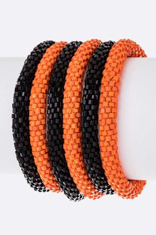 Black Orange Team Color Roll On Bracelet Set - Loving It Shop