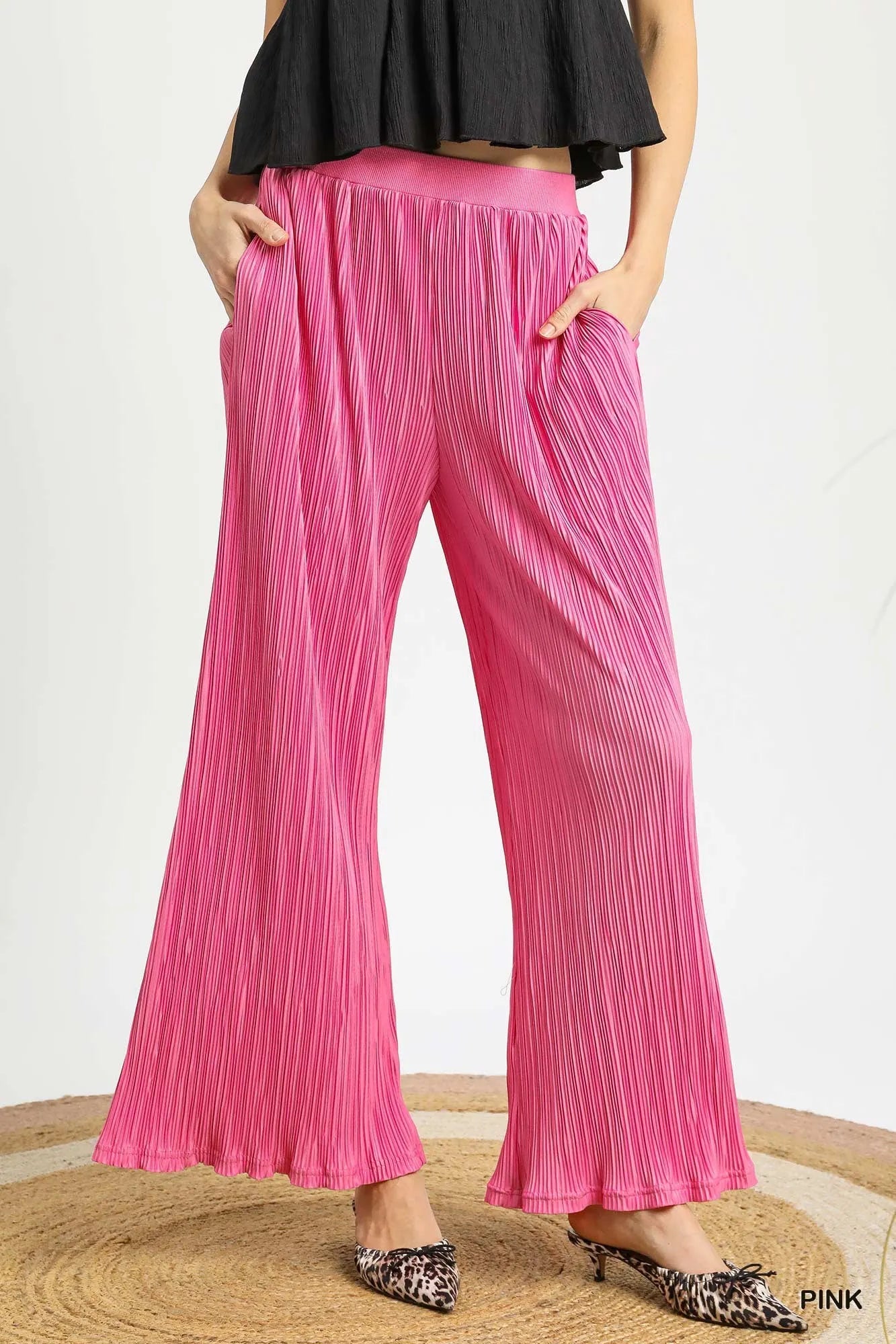 Wide Leg Textured Pants