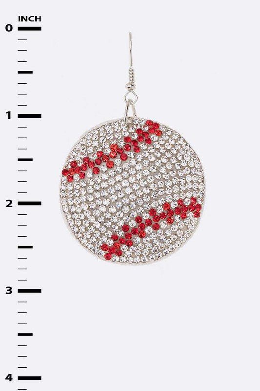 Rhinestone Baseball Pillow Earrings - Loving It Shop
