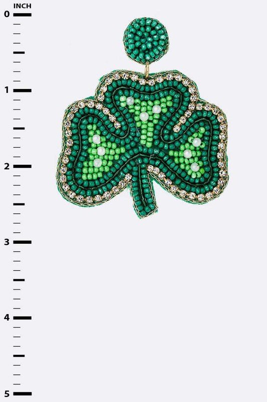 Clover Beaded Saint Patricks Day Earrings - Loving It Shop