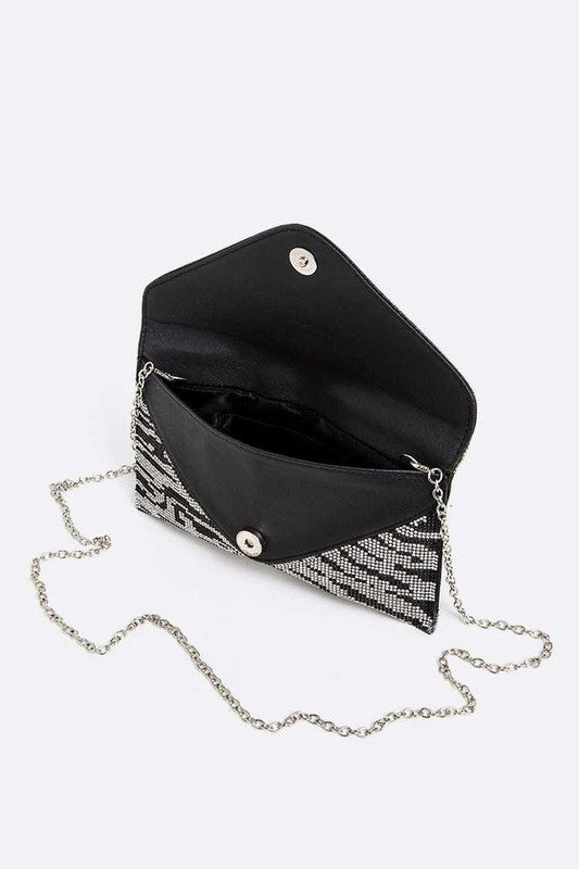 Convertible Clutch Rhinestone Animal Print Stylish Fashion Handbag
