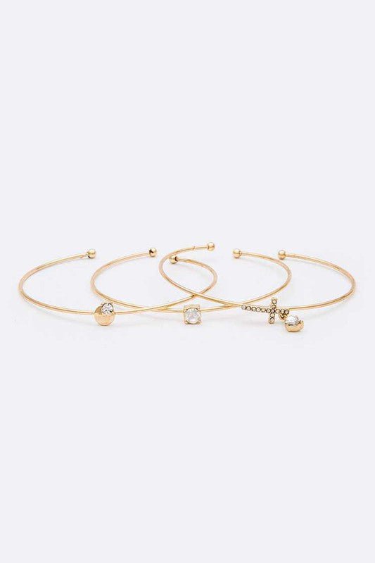 Mix Charms Triple Wired Convertible Bangle Set - Loving It Shop