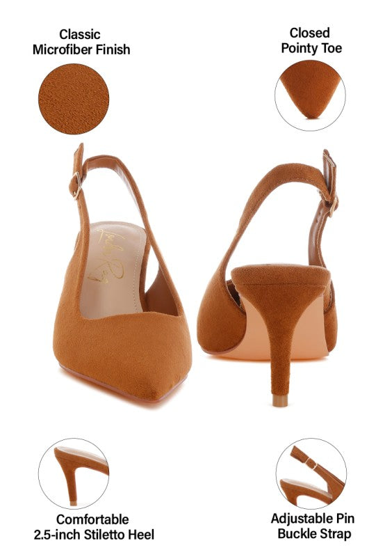 Theobs Soft Microfiber Pointed Toe Slingbacks