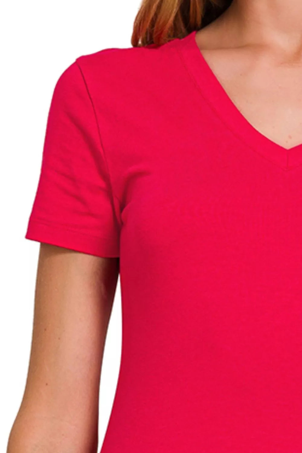 Basic Cotton V-Neck Short Sleeve T-Shirt