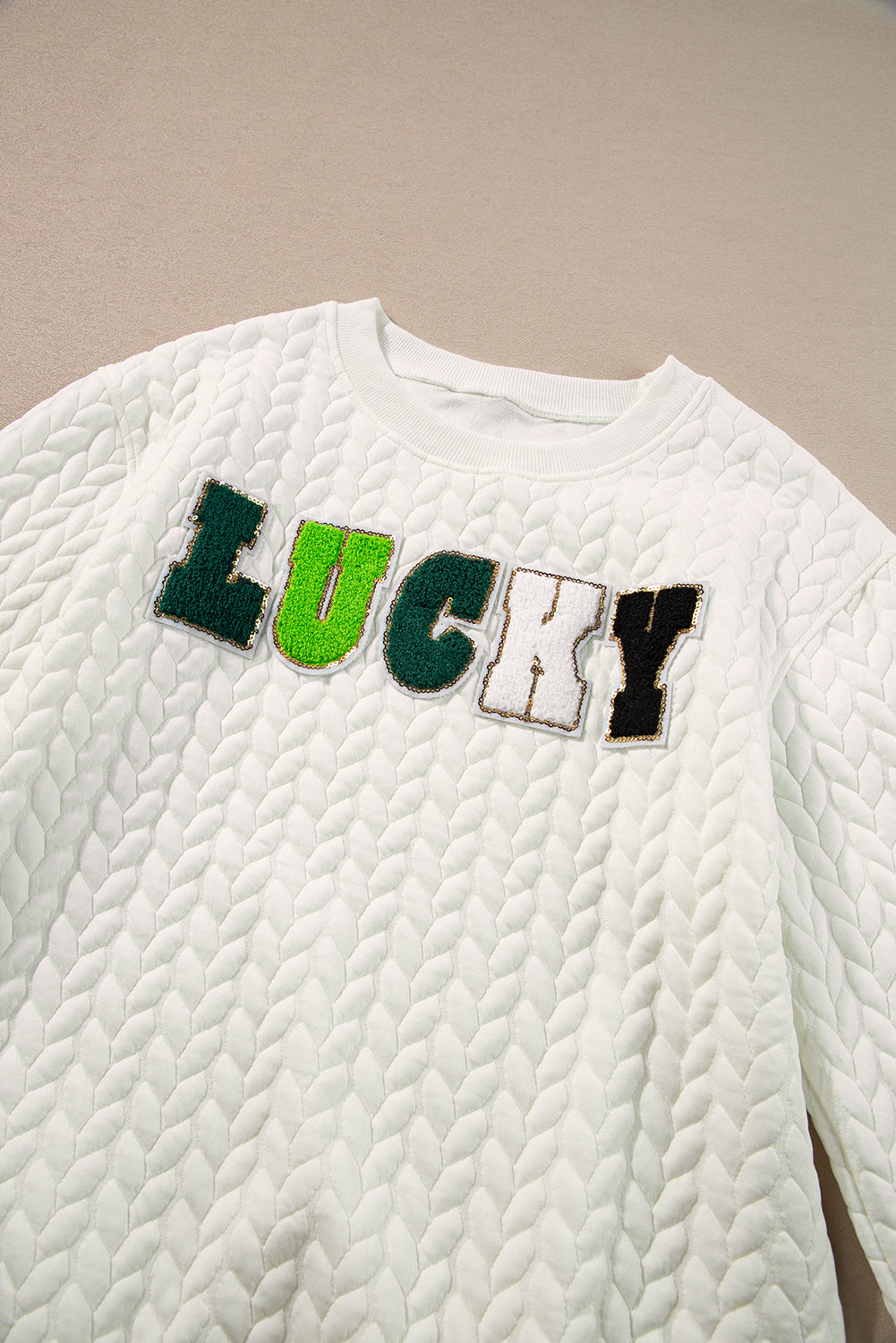 Blackish Green Merry And Bright Quilted Sweatshirt