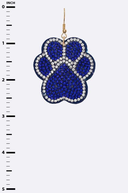Blue Paw Print Crystal Pillow Earrings - Loving It Shop