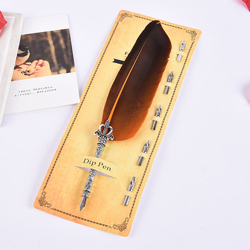 Creative Retro Turkey Feather Pen Teacher&