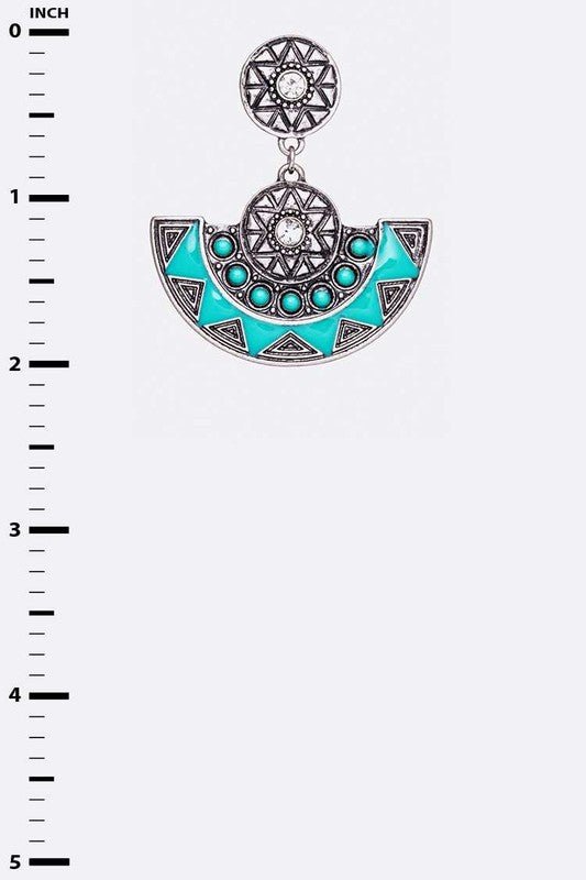 Embossed Fan Drop Western Earrings - Loving It Shop