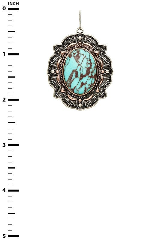 Western Mix Tone Stone Drop Earrings - Loving It Shop