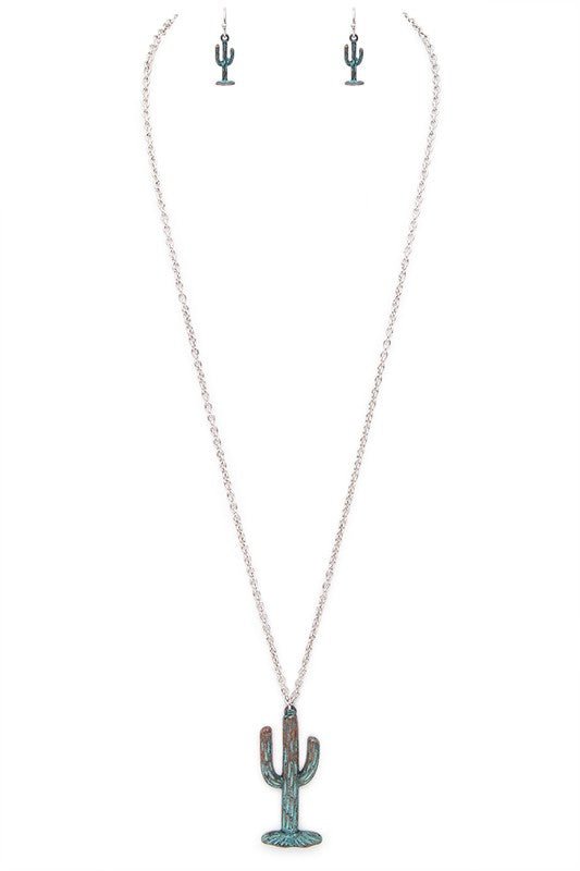Vintage Inspired Cactus Pendant Necklace Set - Loving It Shop