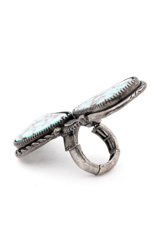 Oversize Vintage Stone Western Stretch Ring - Loving It Shop