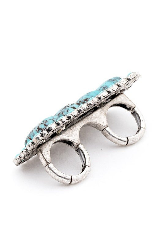 Genuine Stone Stretch Double Knuckle Ring - Loving It Shop