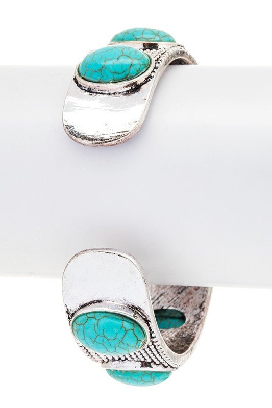 Oval Stone Pave Textured Open Cuff - Loving It Shop