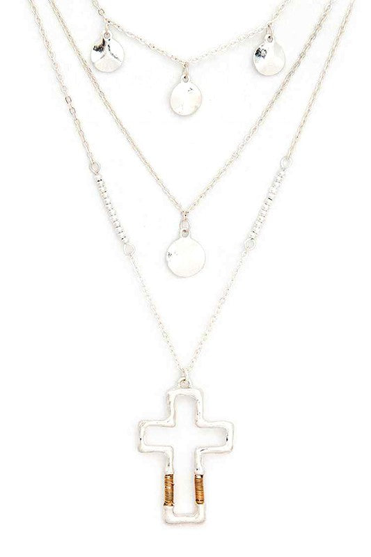 Layered Cross Pendant Necklace Stylish Statement Jewelry