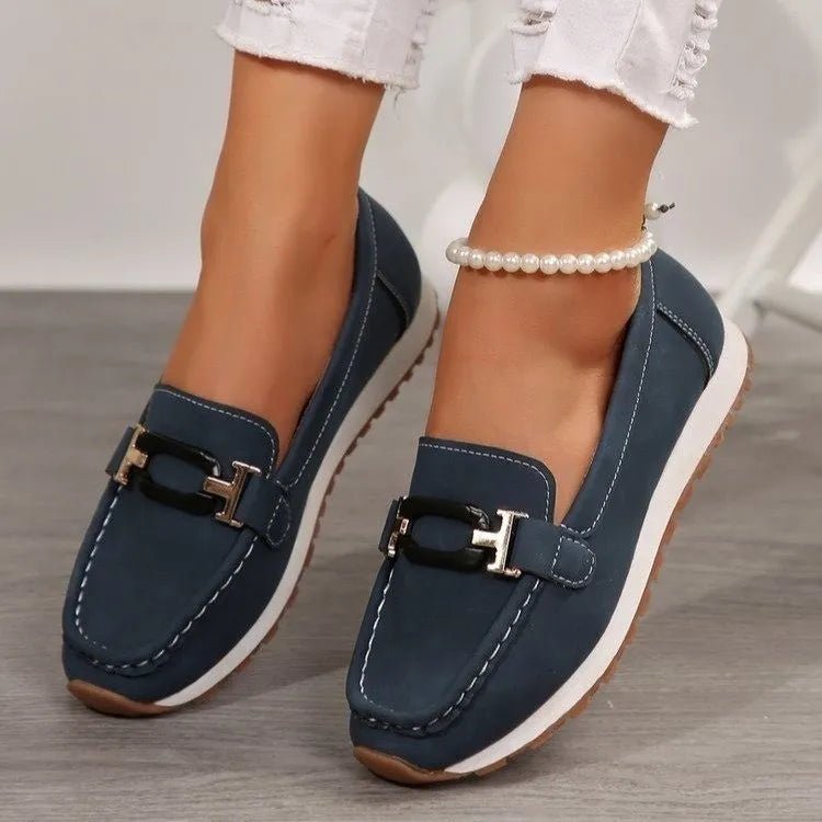 Round Toe Buckle Detail Slip - Ons - Loving It Shop