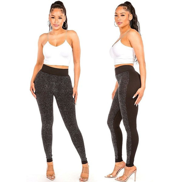 Tiny Chip Rhinestone patched Leggings