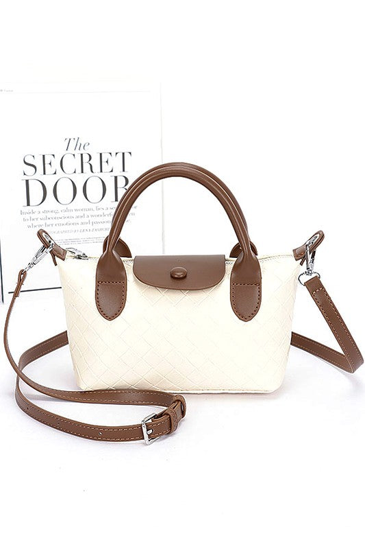 Small Crossbody Bag with Embossed Textured Top Handle – Stylish Fashion Handbag