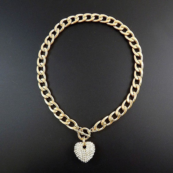 Heart of Chain Texture Necklace