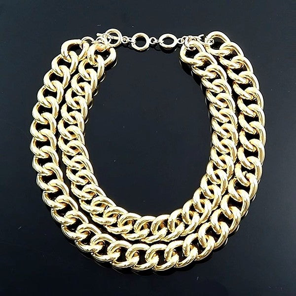 Basic Double Bold Lines Chain Necklace