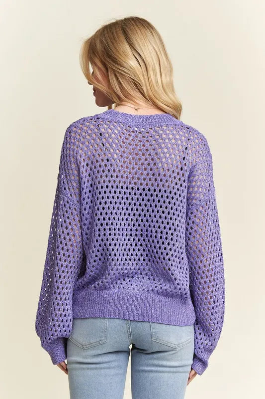 Round Neck Lurex Crochet Top