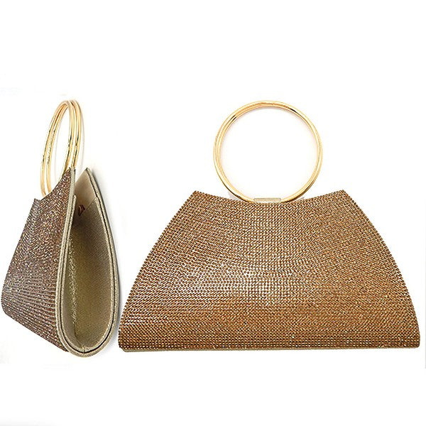 Sophisticated Trapezoid Round Handle Clutch Bag