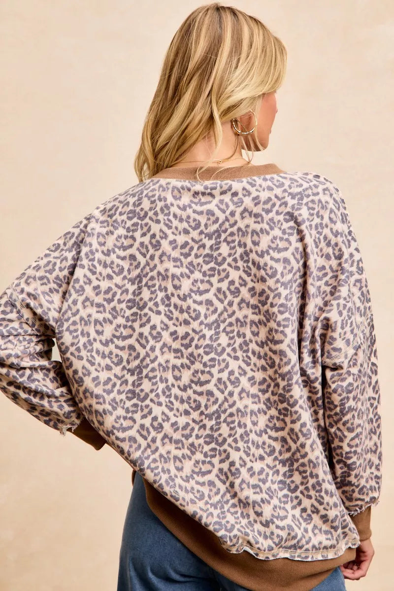 Leopard Printed French Terry Sweatshirt