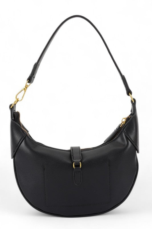 Fashion Handbag Half Moon Faux Suede Shoulder Bag Stylish Chic Accessory